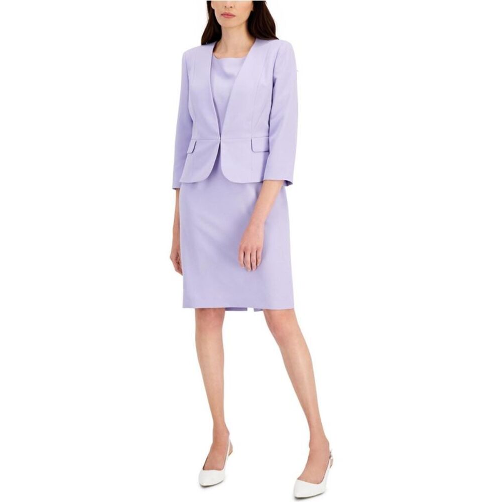 Le Suit Womens 2Pc, Sheath Dress Suit, Purple, 6, MP